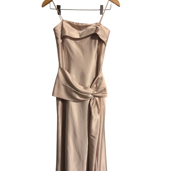 Jessica McClintock Strapless Satin Formal Gown Champagne Blush Size Small - Picture 2 of 4